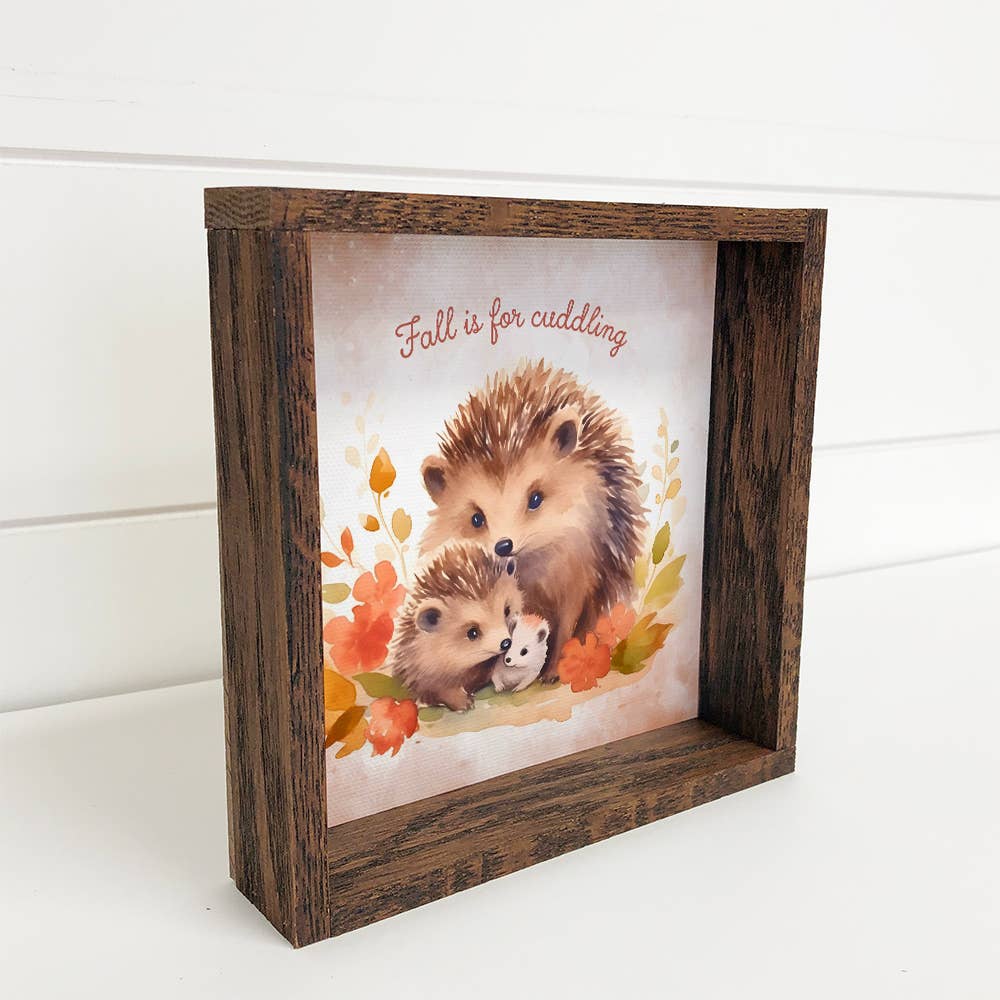 Cuddling Hedgehogs - Cute Fall Animal Wall Art - Framed Art