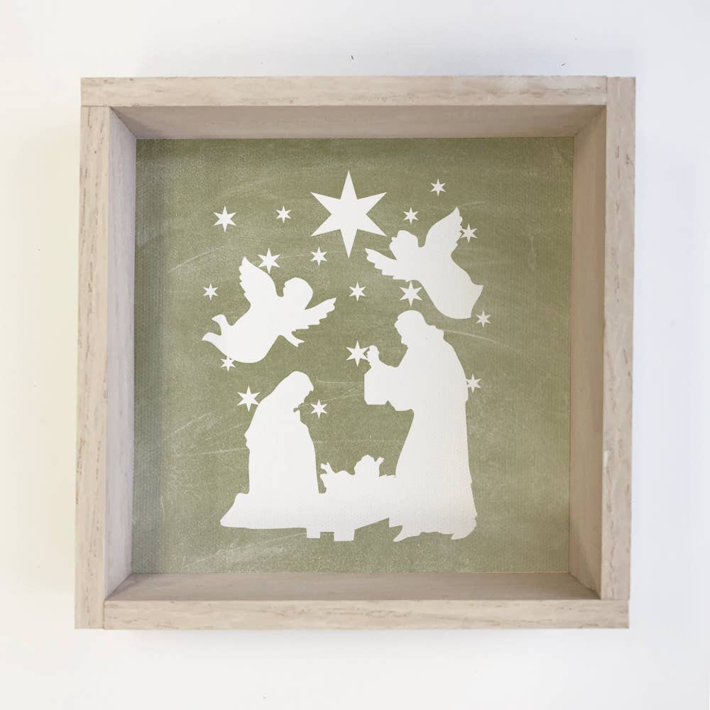 Nativity Green Canvas Wall Art Small Christmas Small Decor