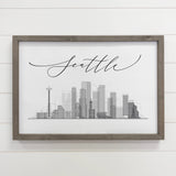 Customized City Wall Art - Modern Skyline Seattle - Framed