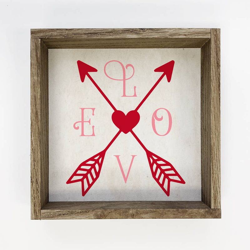 Valentine's Arrow Love Sign - Rustic Wood Frame