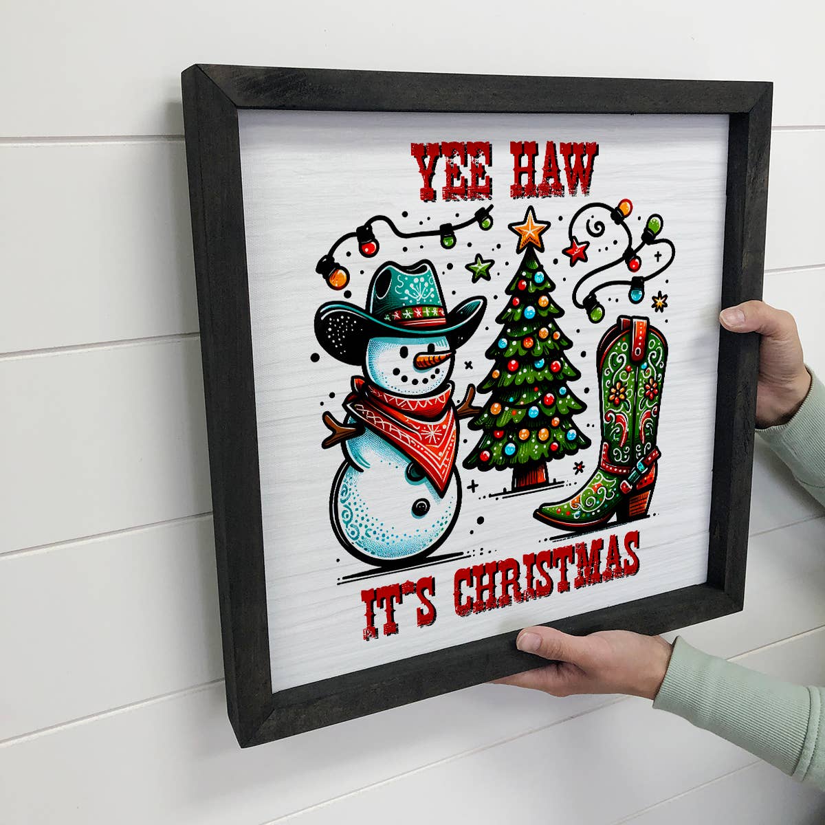 Yee Haw It's Christmas Western - Christmas Canvas Wall Art