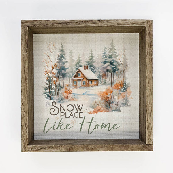 Vintage Snow Place like Home - Framed Holiday Canvas Art