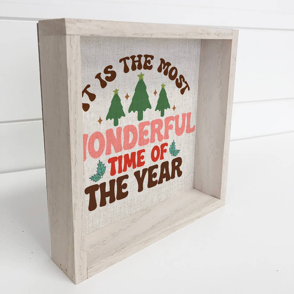 Most Wonderful Time of the Year Retro- Holiday Sign Wall Art