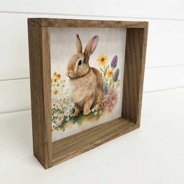 Vintage Bunny Meadow - Spring Time Bunny Canvas Art - Framed