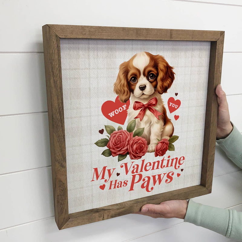 Vintage Valentines Dog Paws - Valentines Day Canvas Art