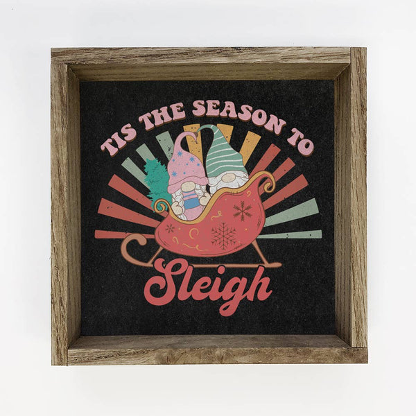 Retro Tis the Season to Sleigh - Retro Holiday Canvas Art