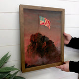 Flag on Coastal Cliff - Patriotic Canvas Art - Wood Framed