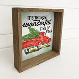 Most Wonderful Time of the Year Truck - Framed Holiday Sign