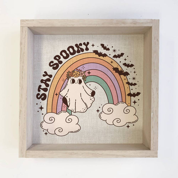 Stay Spooky Rainbow - Framed Halloween Sign - Retro Decor