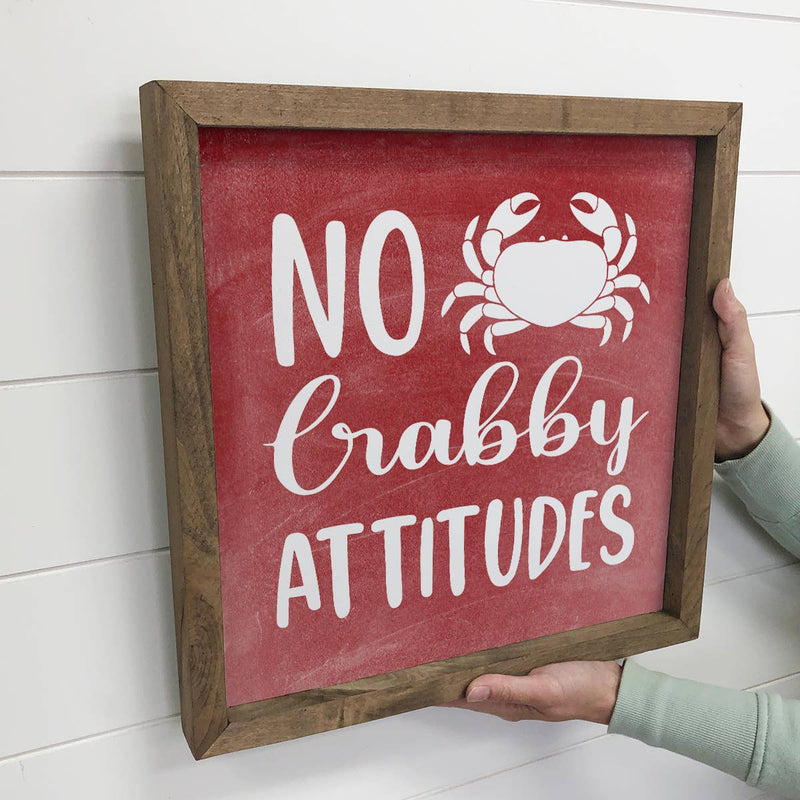 Funny Home Decor- No Crabby Attitudes - Canvas Wall Decor