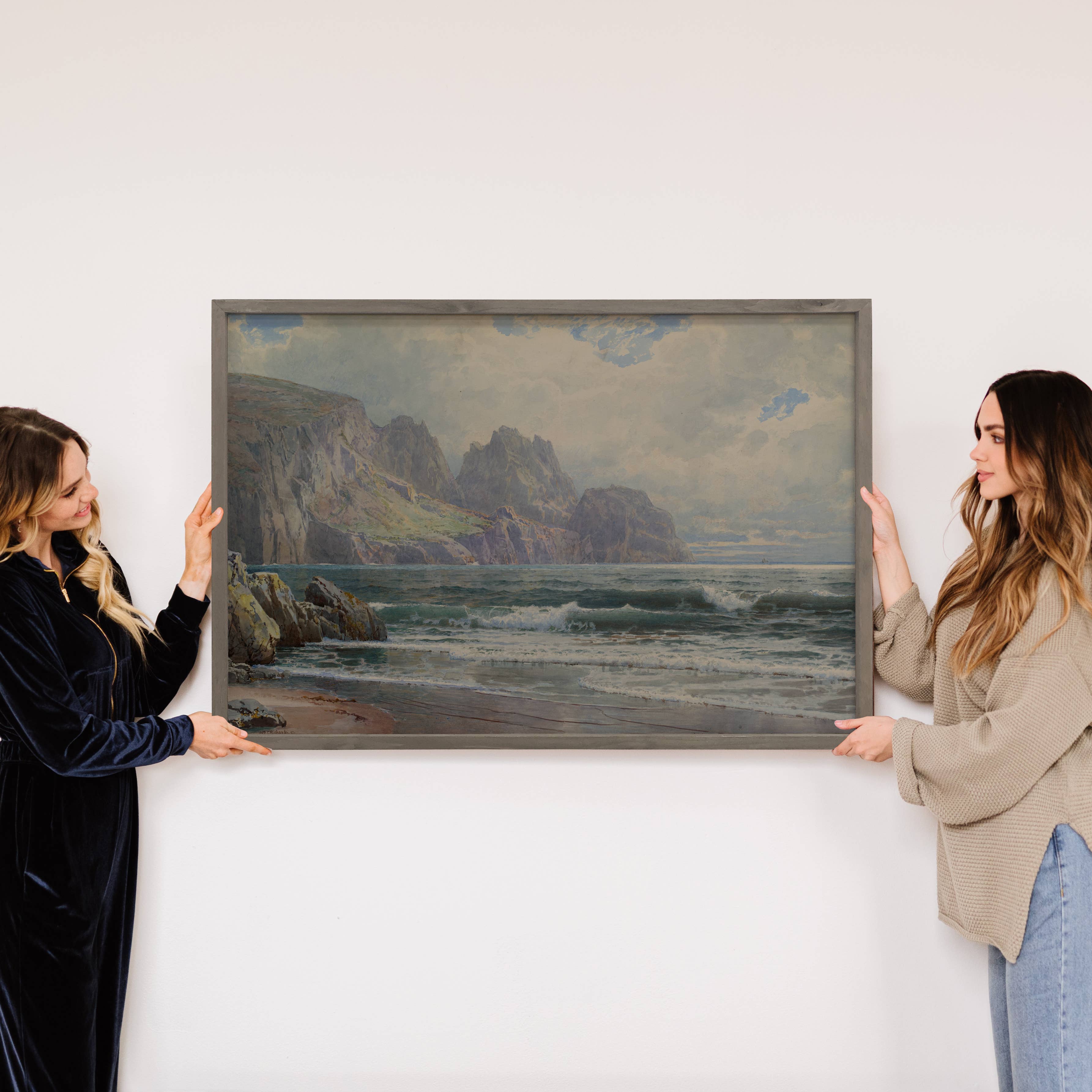 Rocky Coastline - Nature Landscape Canvas Art - Wood Framed