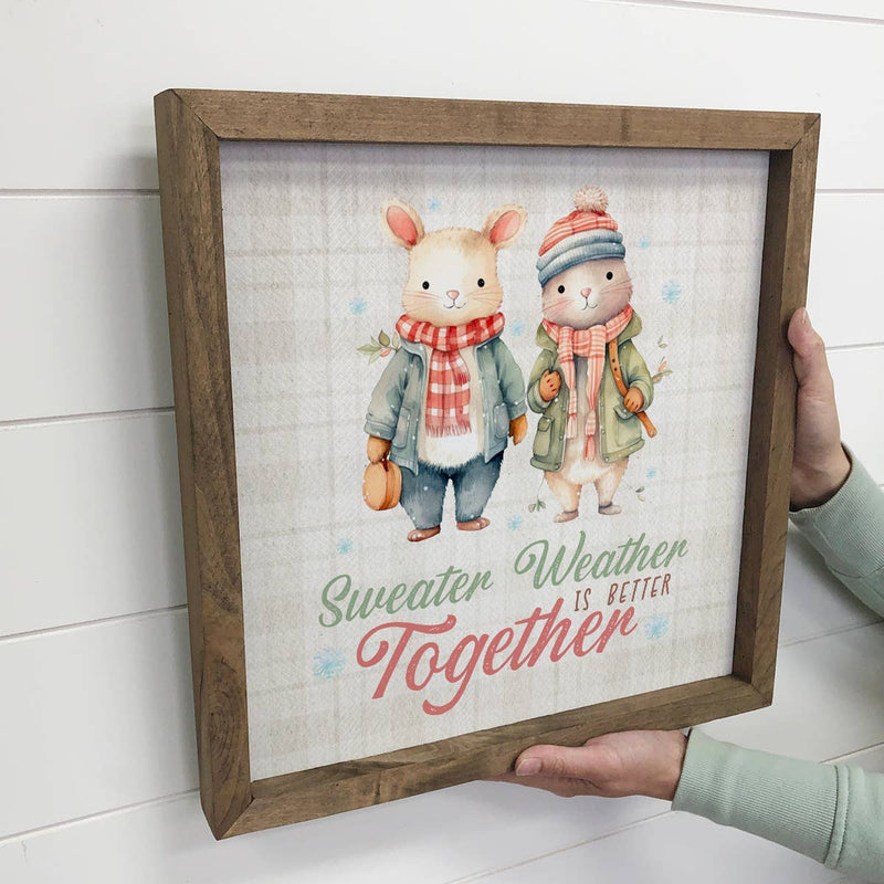 Vintage Sweater Weather Better Together - Holiday Animal Art