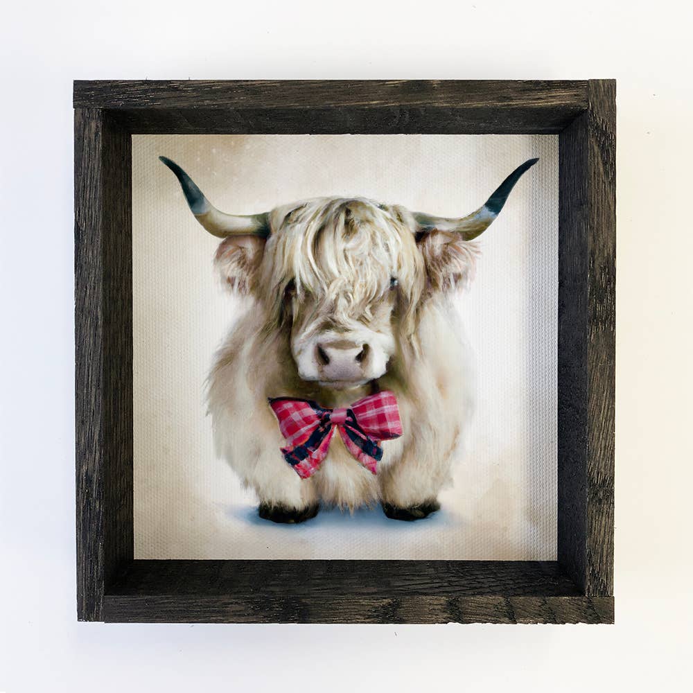 Cute Cow Farmhouse Sign - Highland Cow Bow Tie