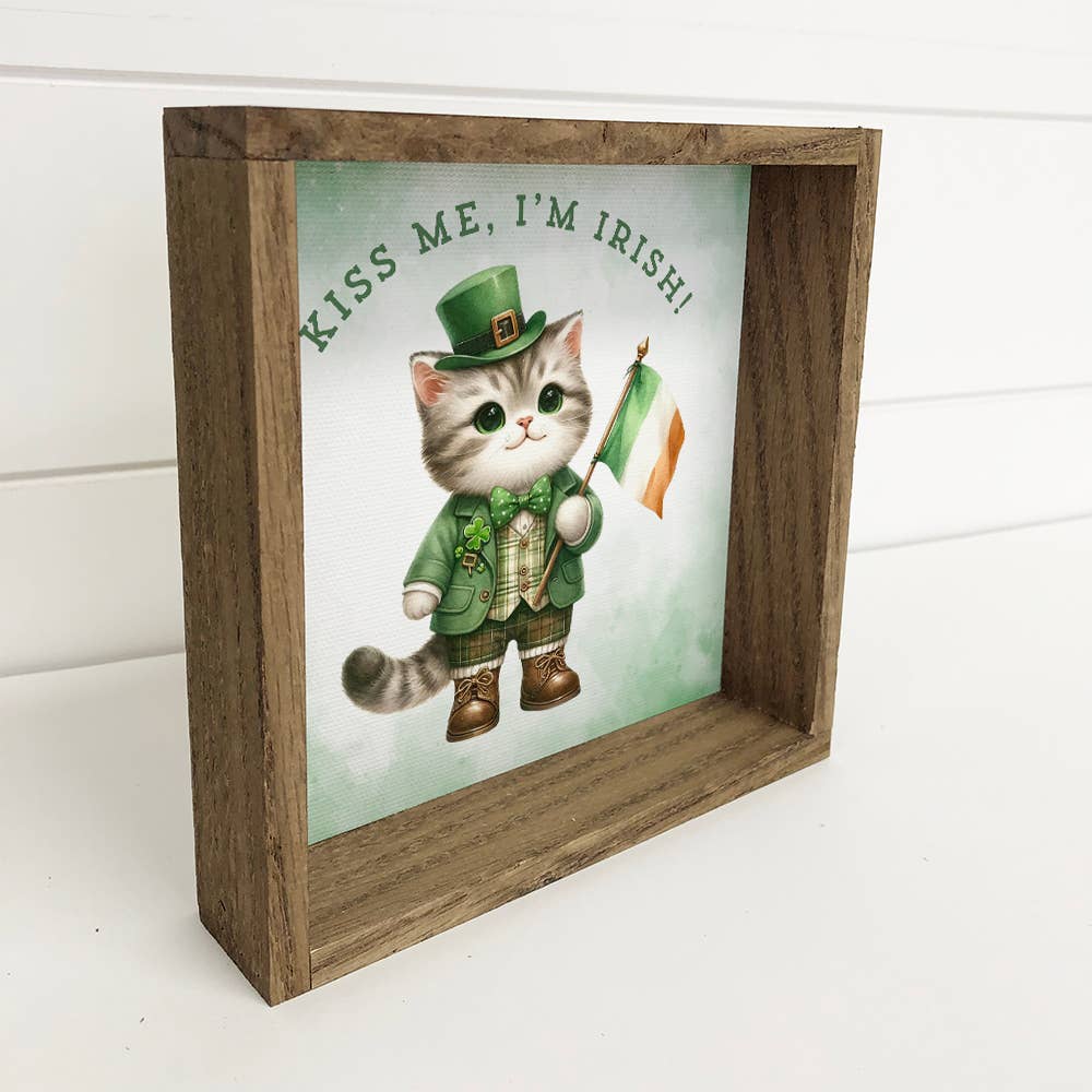 Kiss Me I'm Irish - St. Patrick's Day Canvas Art - Framed