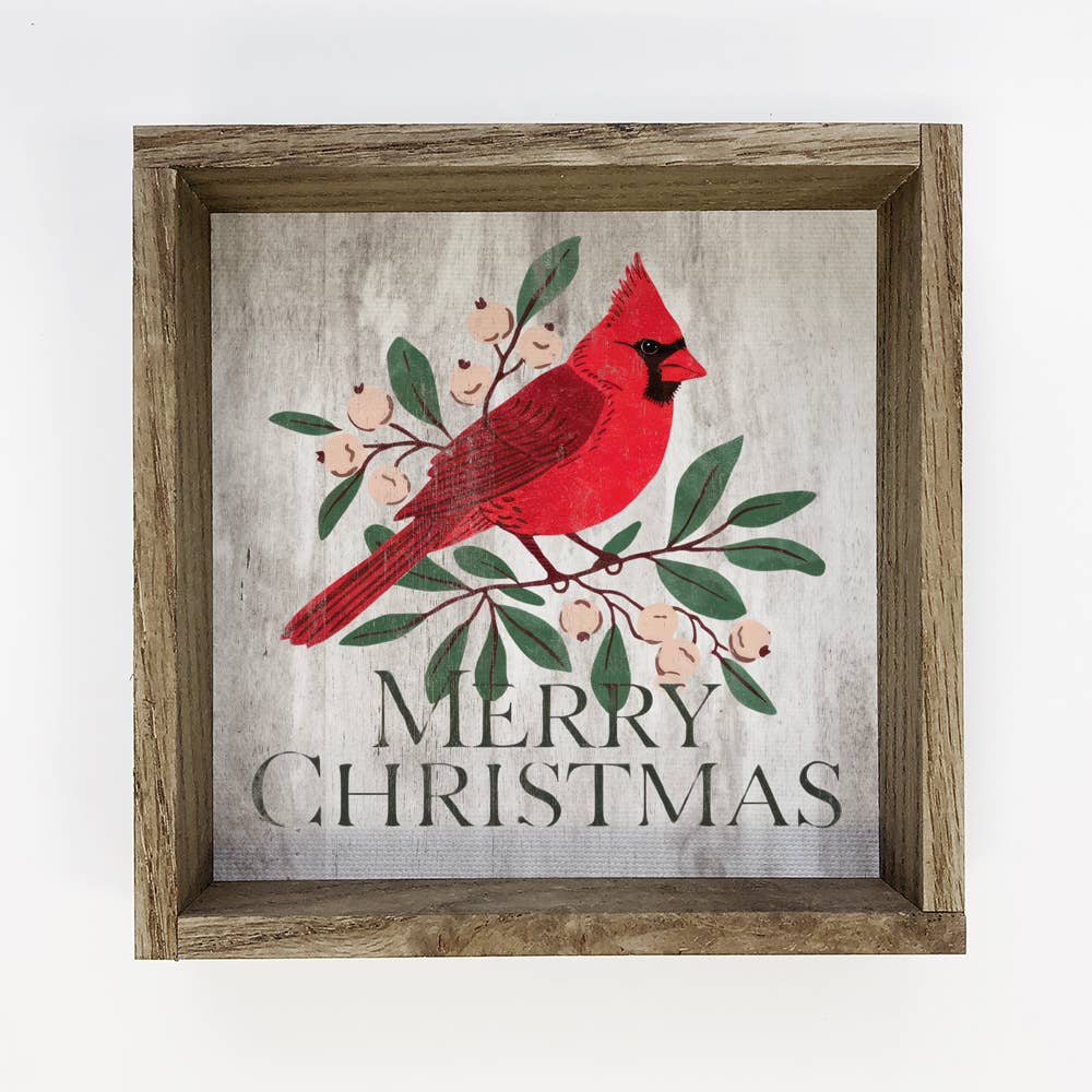 Merry Christmas Cardinal - Festive Red Bird Canvas Wall Art