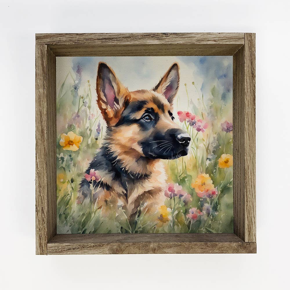 Wildflower German Shepard - Springtime Dog Canvas Art