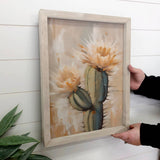 Blooming Saguaro Canvas Art II - Wood Framed Canvas Wall Art