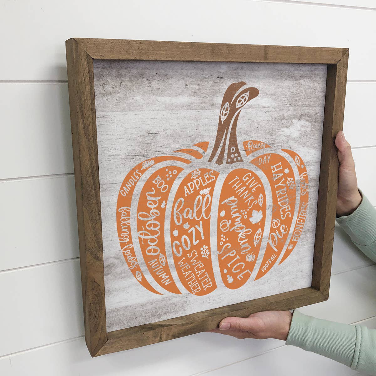 Pumpkin Fall Words - Fall Canvas Sign - Wood Framed Wall Art