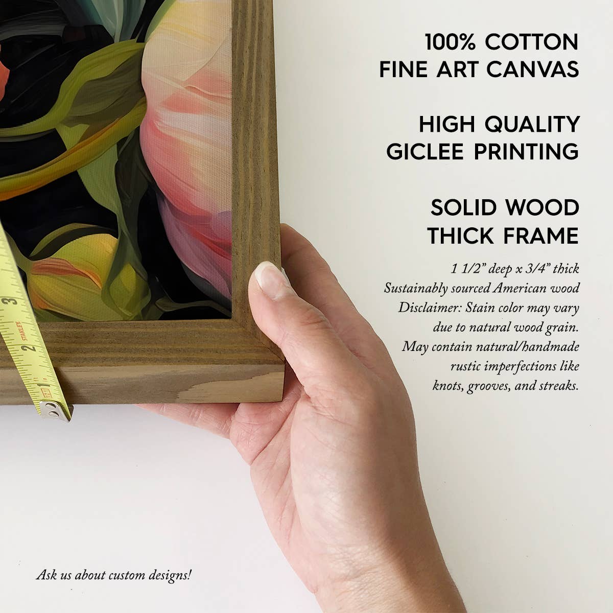 Colorful Peonies -Flower Canvas Wall Art - Wood Framed