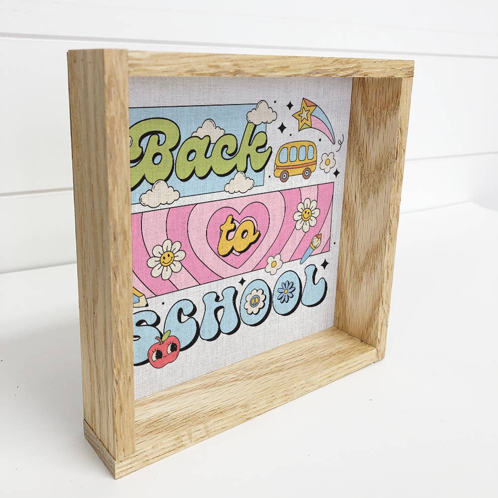 Back to School Groovy - Back to School Word Art - Framed Art
