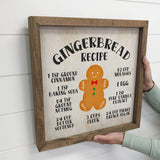 Gingerbread Cookie Christmas Recipe Small Canvas Sign