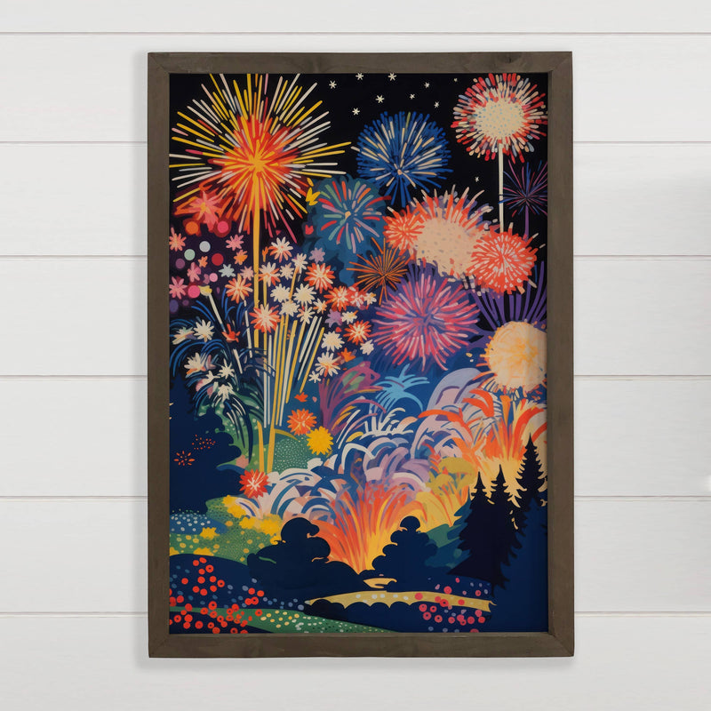 Fireworks Display - Firework Canvas Art - Wood Framed Decor