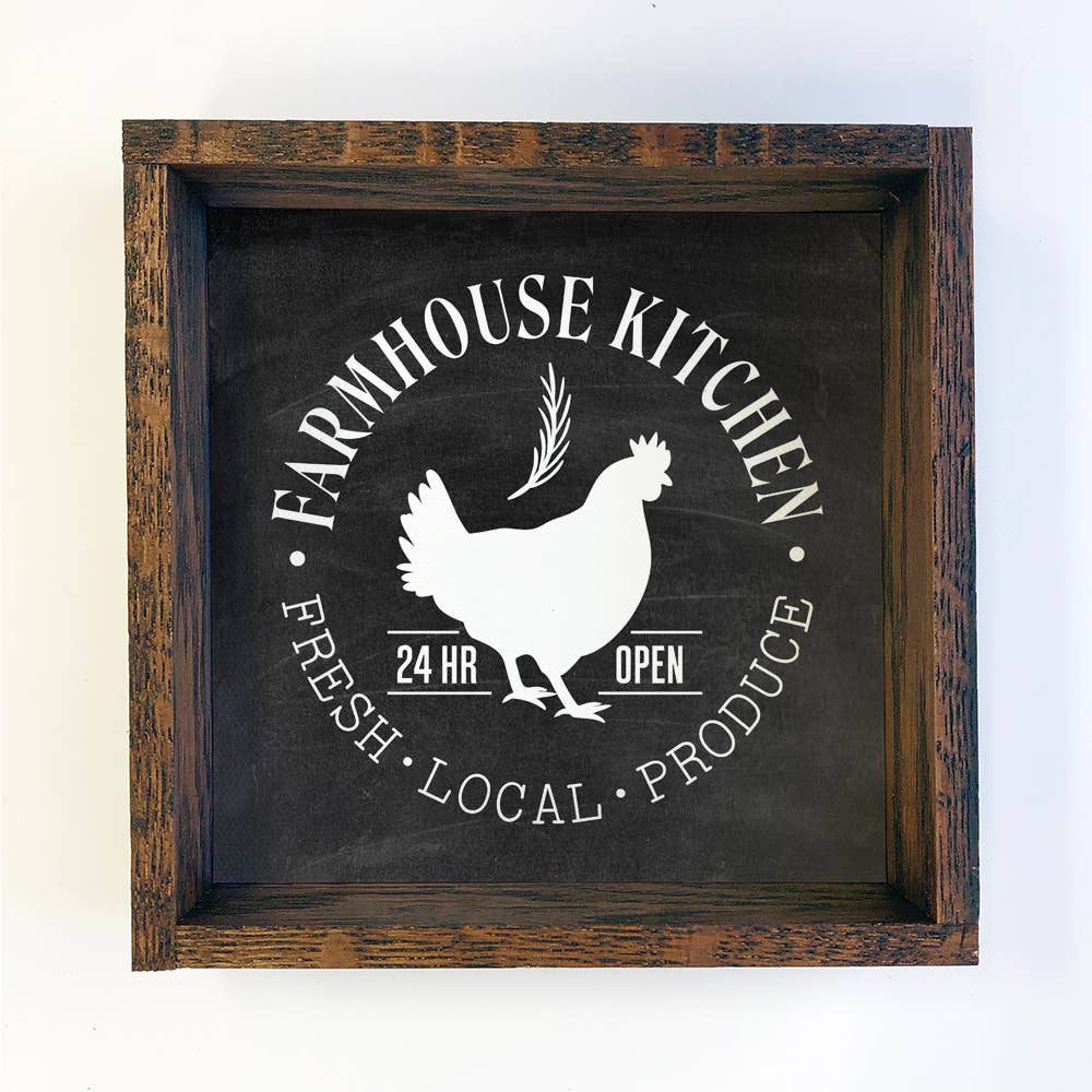 Farmhouse Kitchen Small Wood Canvas With Walnut Frame