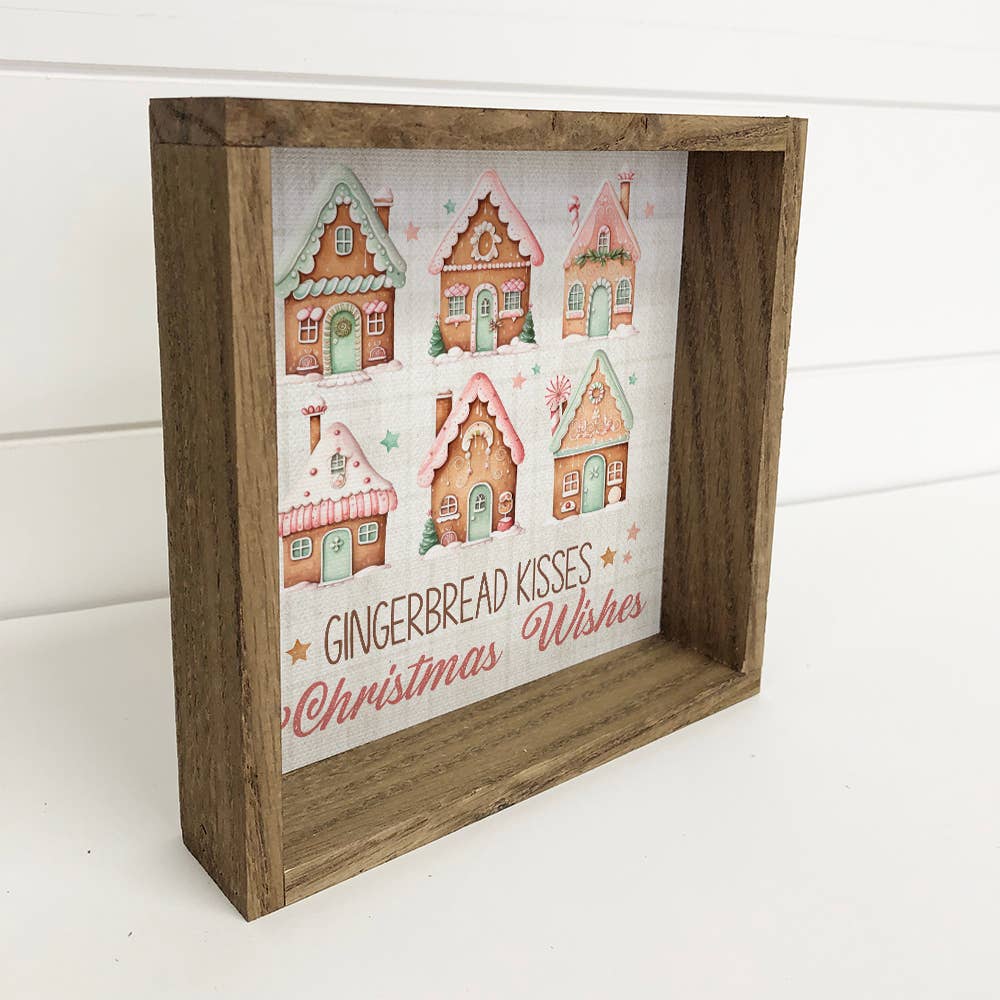 Vintage Gingerbread Kisses House - Cute Holiday Canvas Art