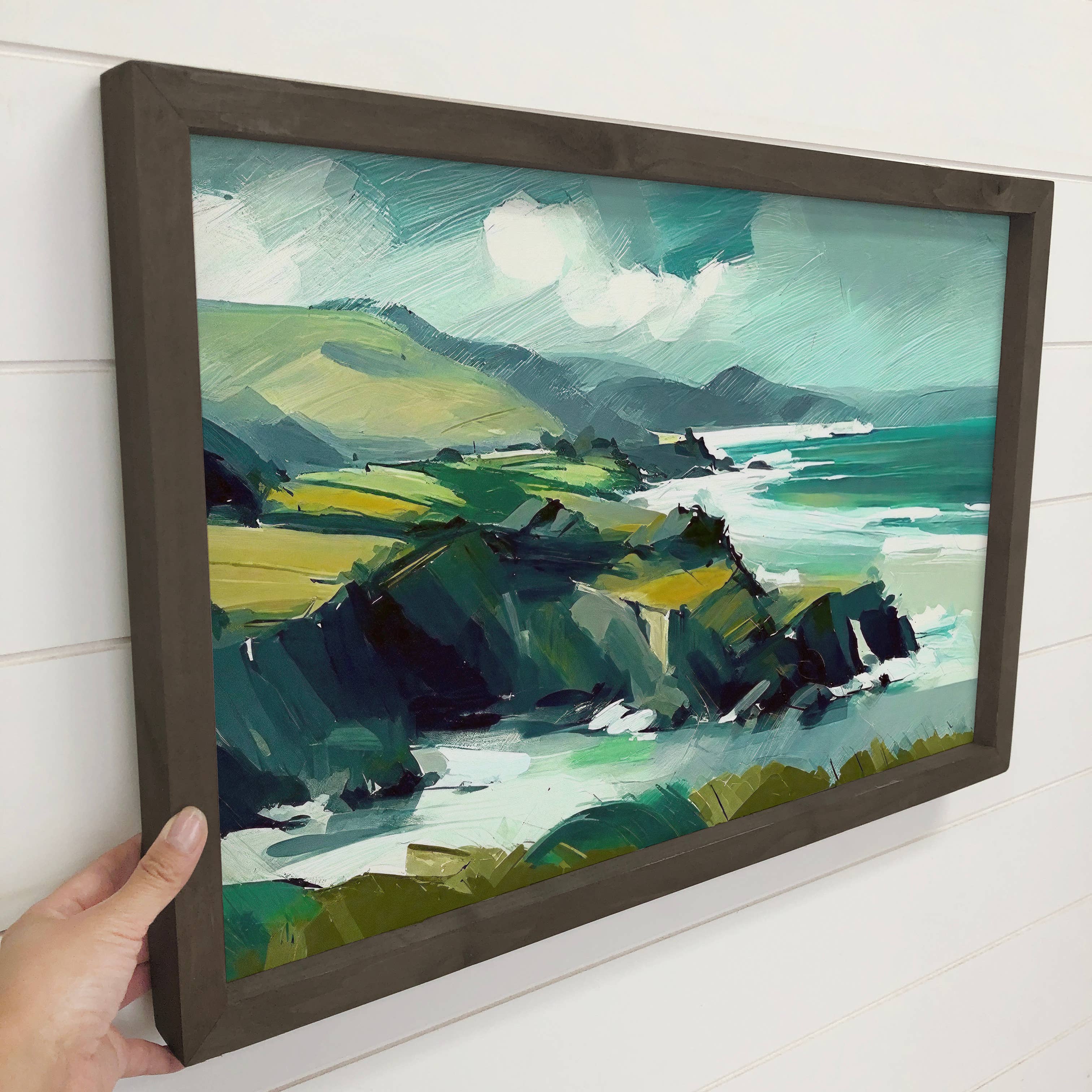 Rocks and Sea - Nature Landscape Canvas Art - Wood Framed