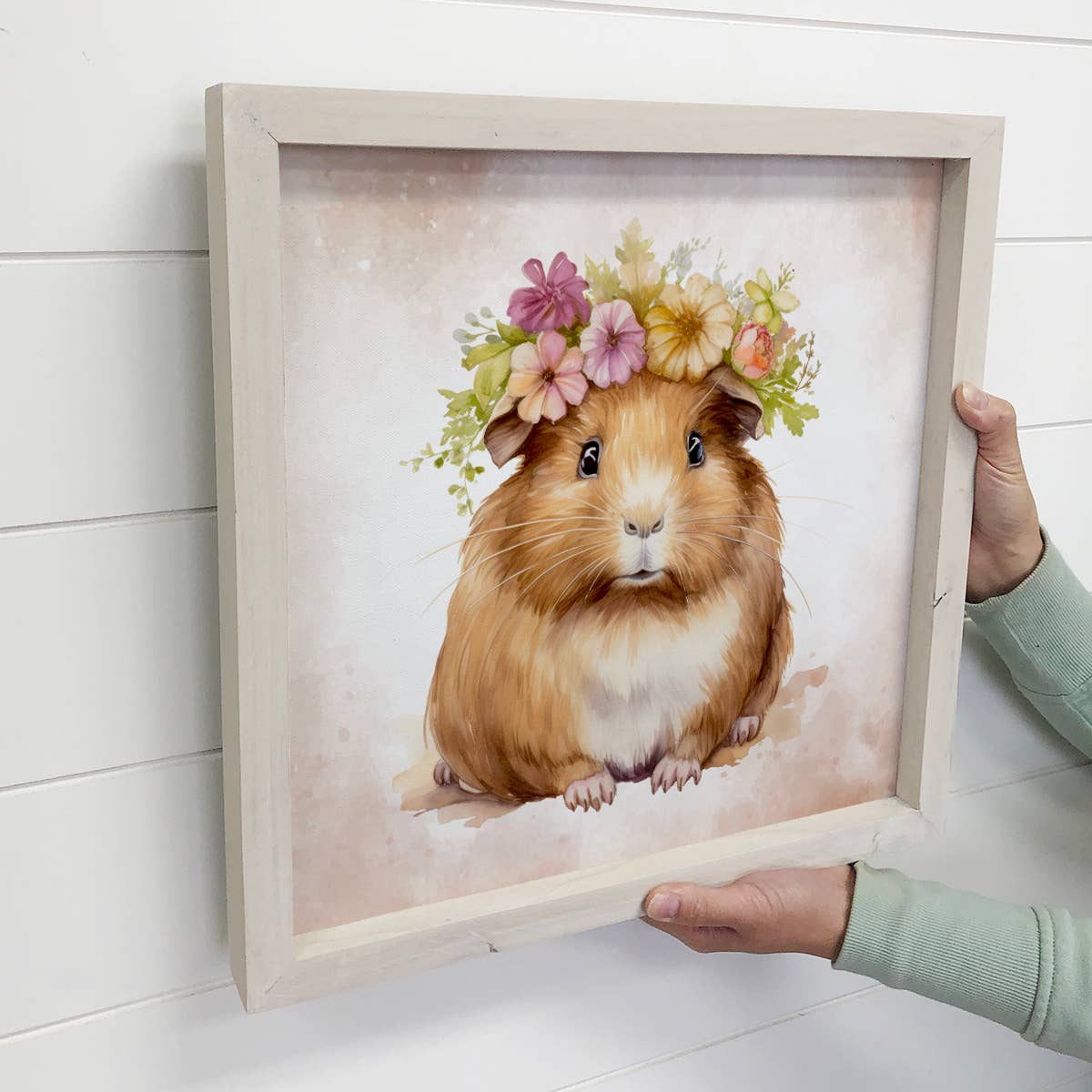 Springtime Flower Guinea Pig - Cute Guinea Pig Canvas Art