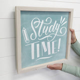 Study Time - Cute Framed Word Art Sign - Canvas Word Decor