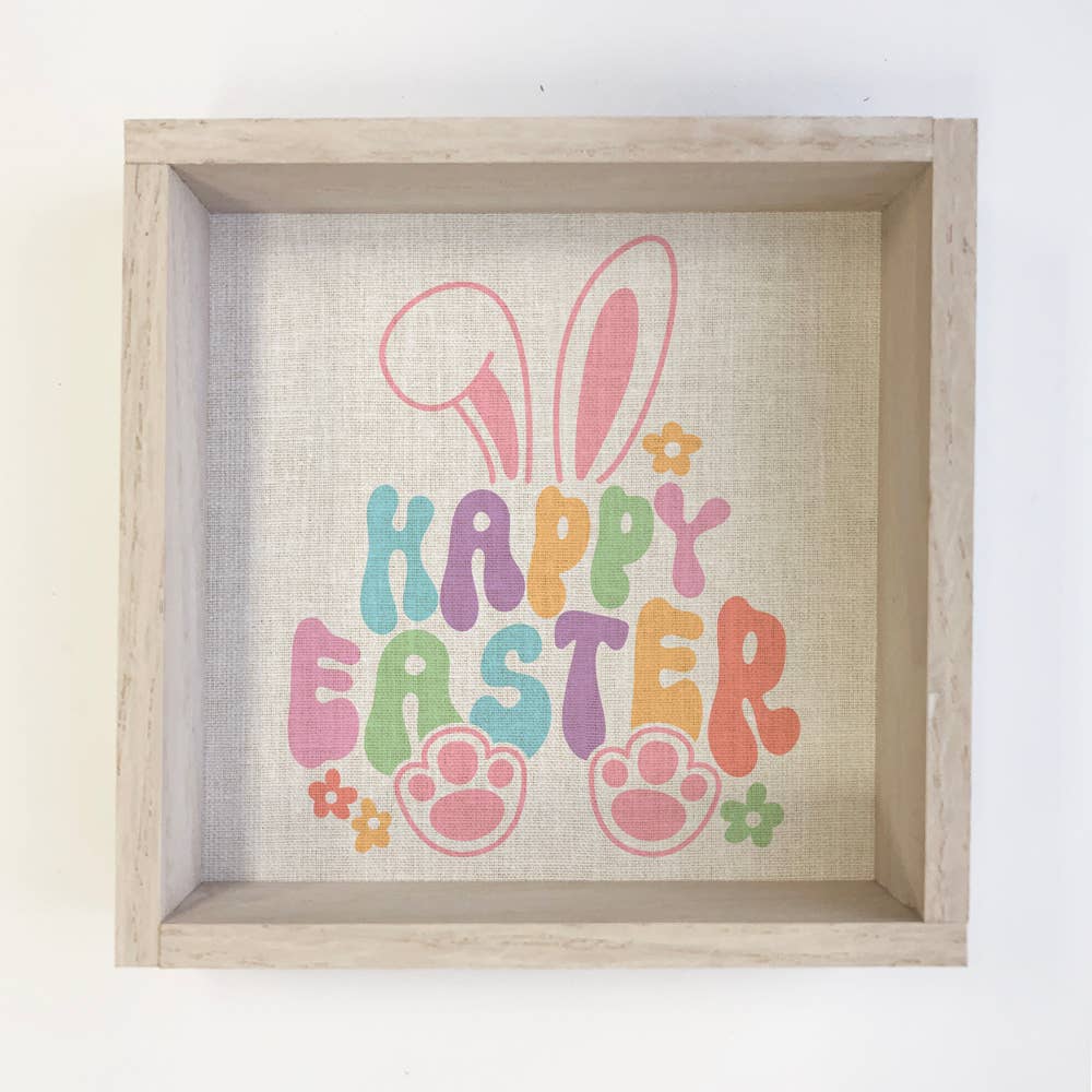 Happy Easter - Spring Time Canvas Art - Wood Framed Decor