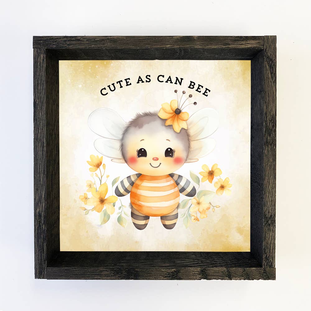 Cute As Can Bee - Cute Spring Time Bee Canvas Art - Framed