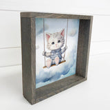 Swinging Baby Cat - Sweet Cat Canvas Art - Wood Framed