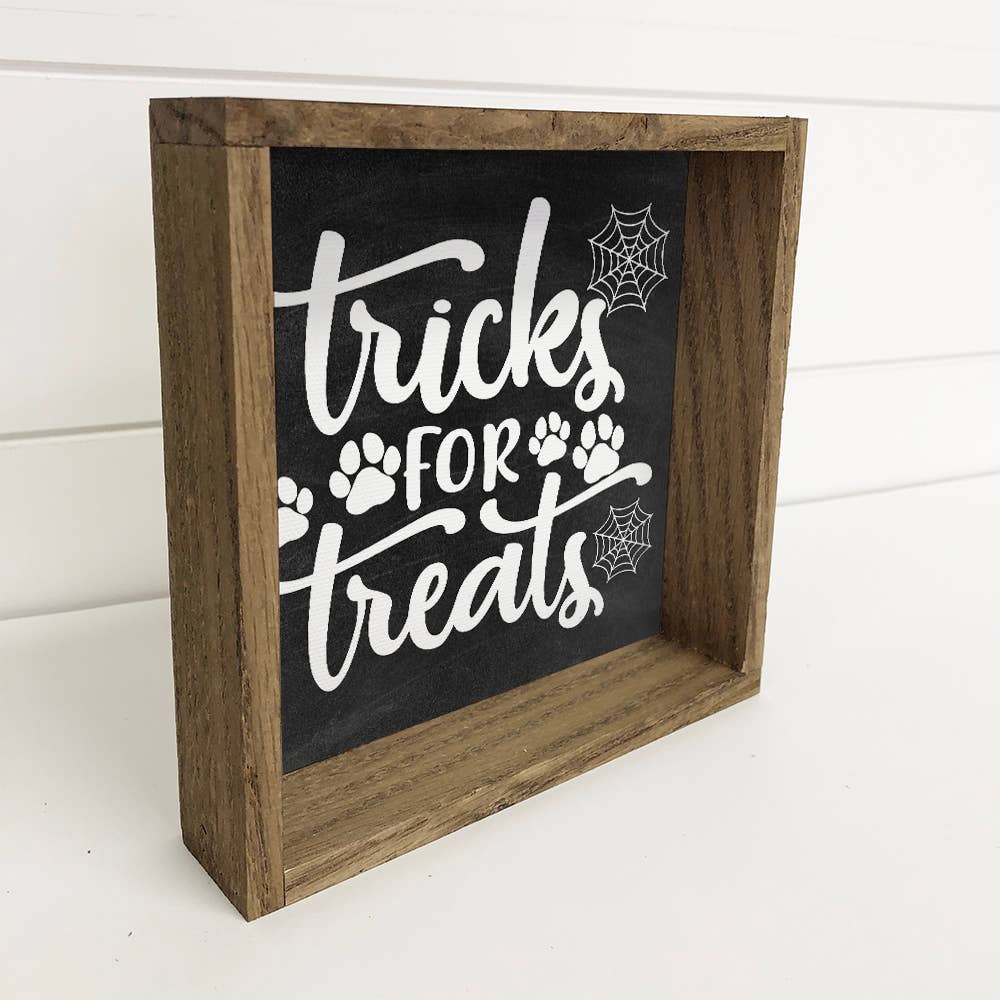 Tricks for Treats - Cute Framed Word Sign - Animal Wall Art