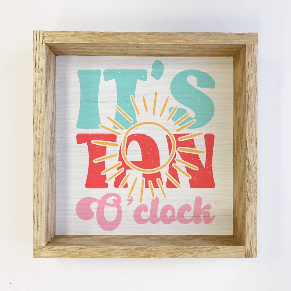 It's Tan O'Clock - Beach Canvas Word Art - Wood Framed Art