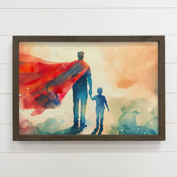 Super Dad - Fathers Day Canvas Art - Wood Framed Wall Decor