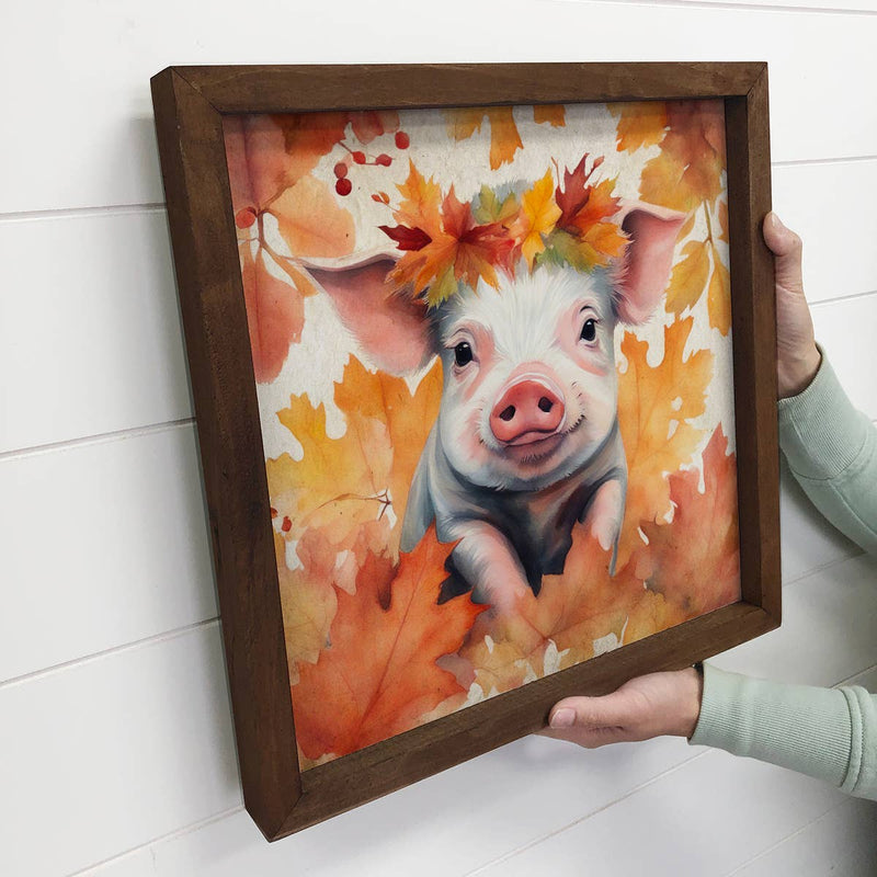 Fall Farm Animals Baby Pig - Cute Baby Animal Canvas Art