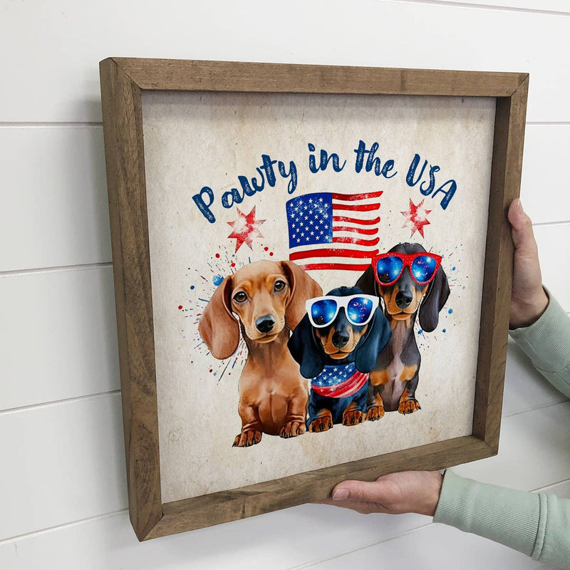 Pawty in the USA Wiener Dog - Cute Patriotic Puppies