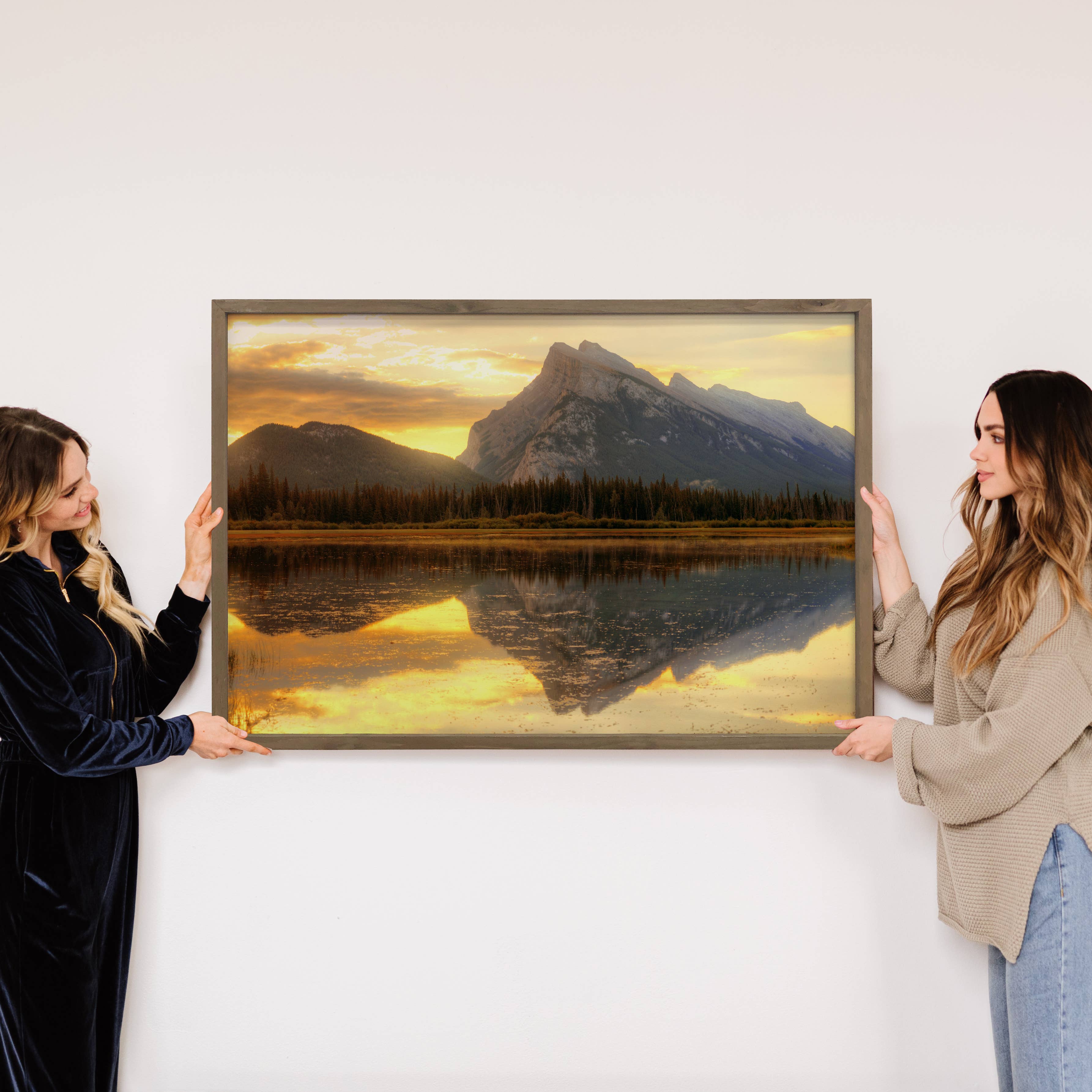 Vermillion Lake Banff Sunrise - Framed Nature Photograph