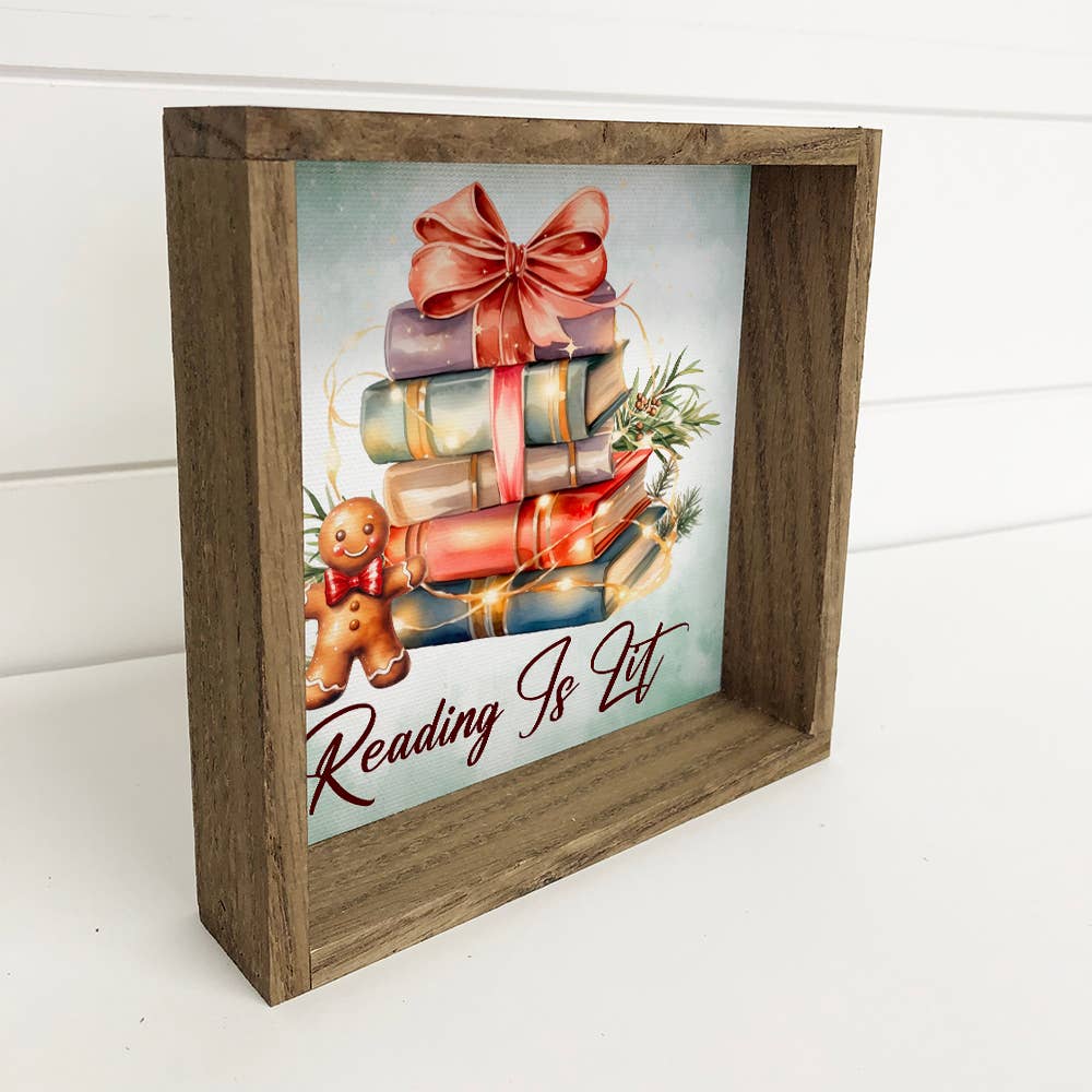 Reading is Lit Books Christmas Lights - Christmas Canvas Art