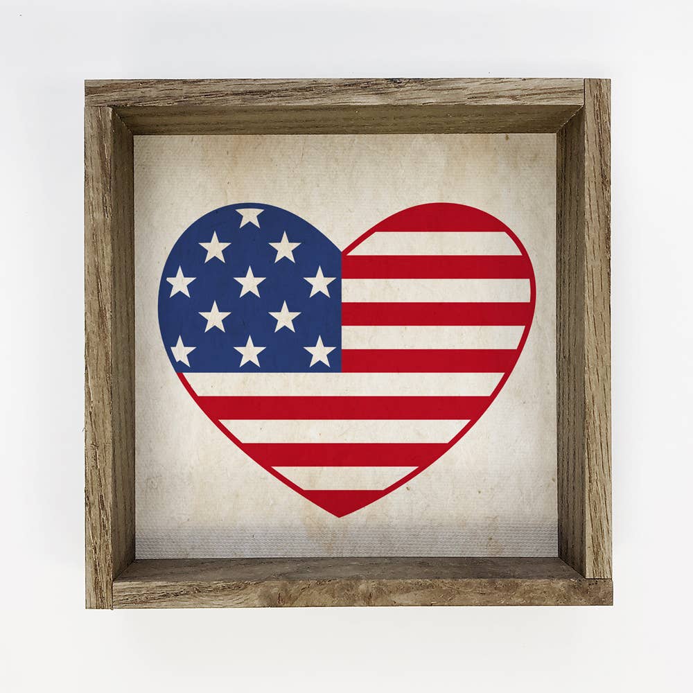 American Heart - America Love Canvas - 4th of July Wall Art