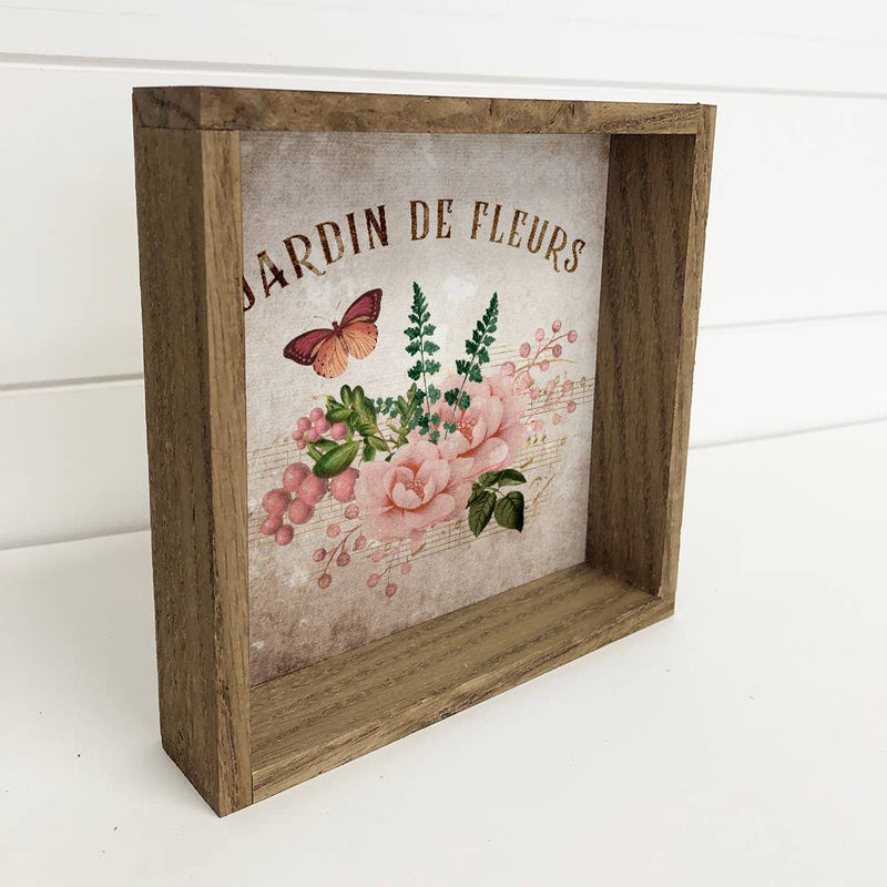 Jardin Le Fleurs - Vintage French Inspired Flower Wood Sign