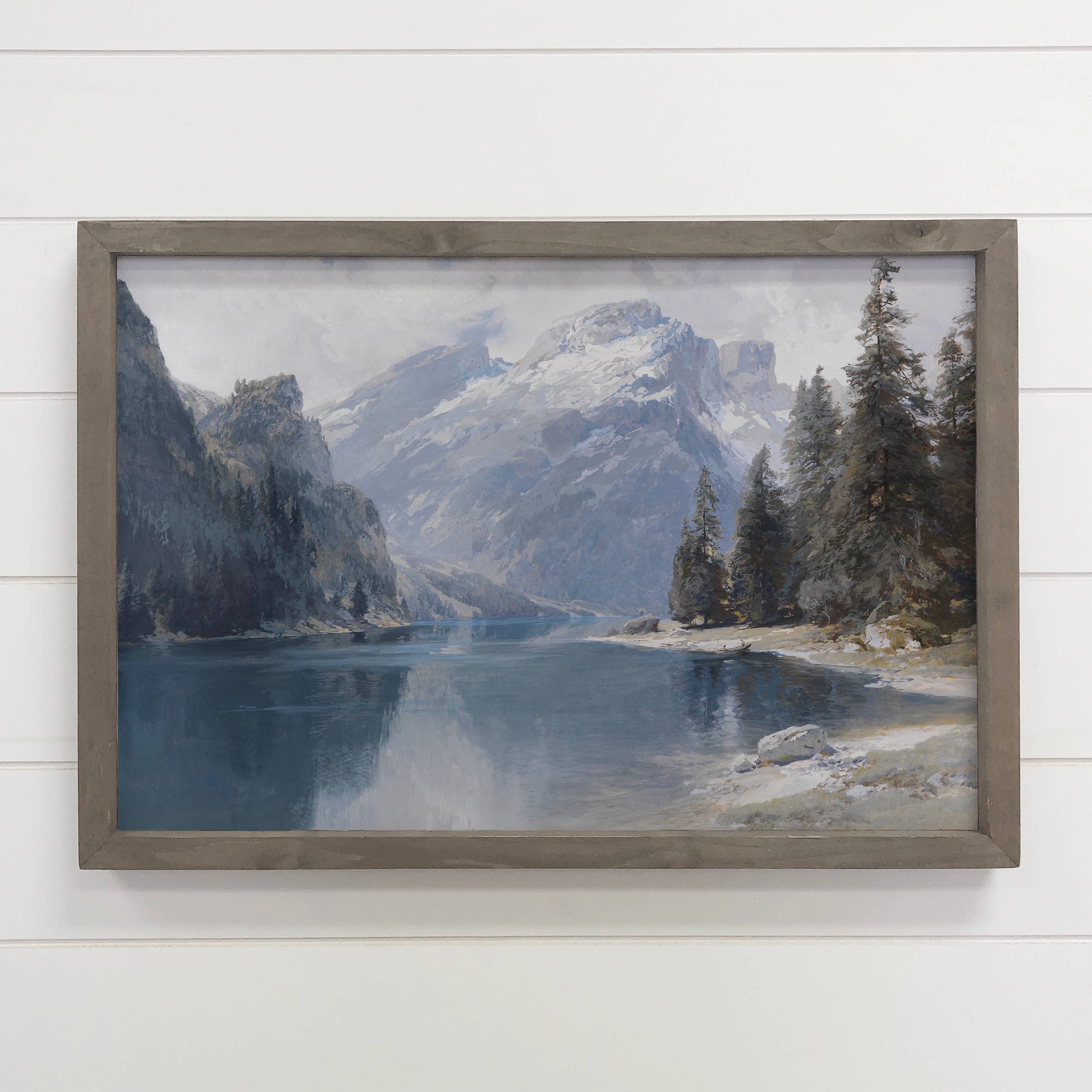 Gray Italian Mountain Lake - Mountain Landscape Canvas Art