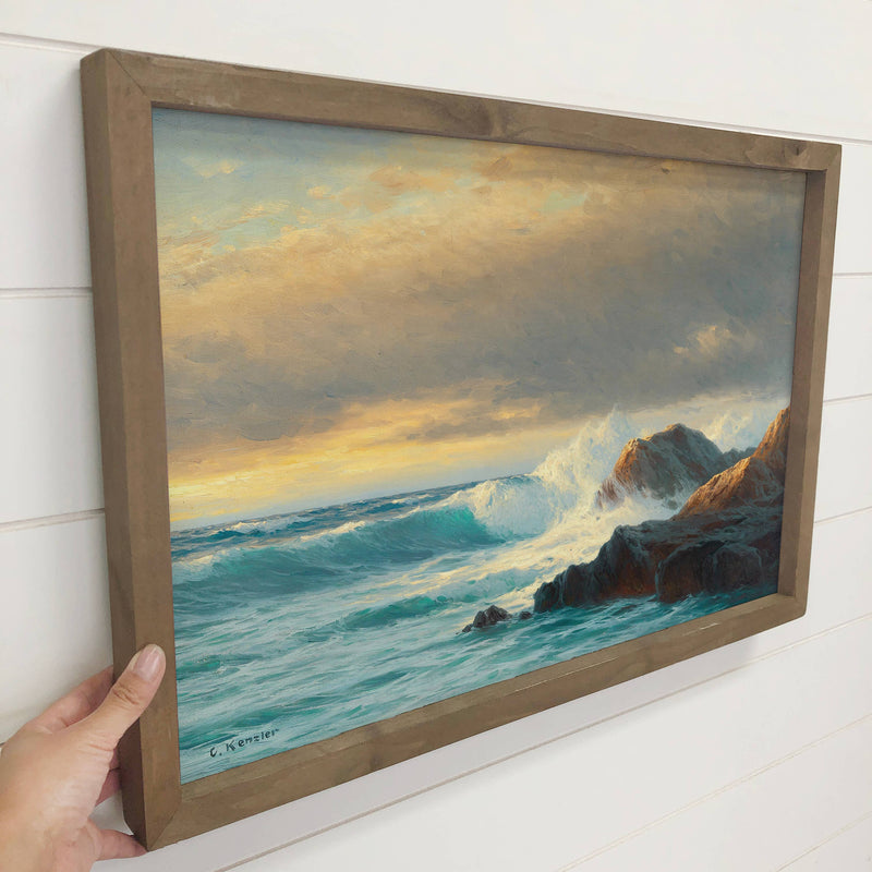 Breakers on the Coast - Beach House Canvas Art - Wood Framed