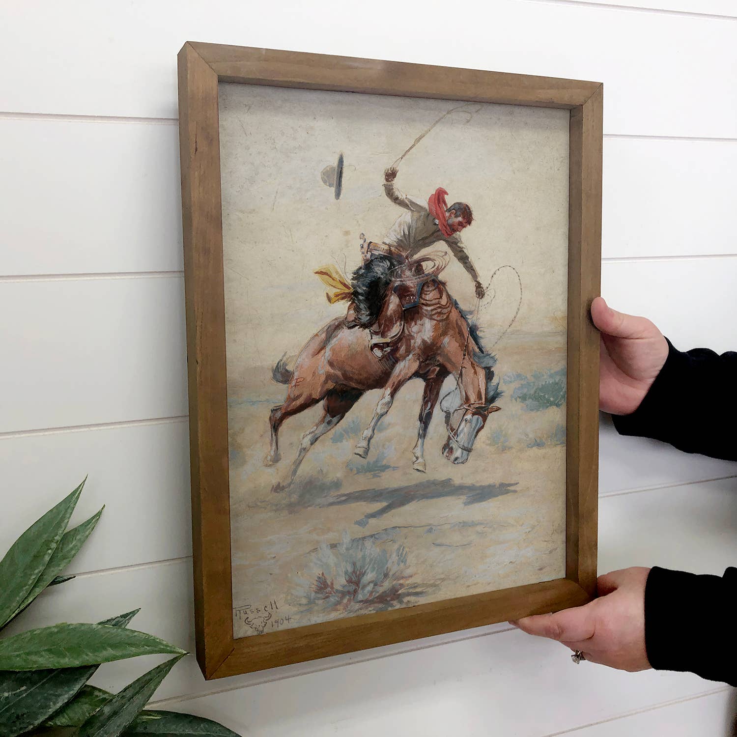 Bucking Cowboy - Western Canvas Art - Wood Framed Wall Art