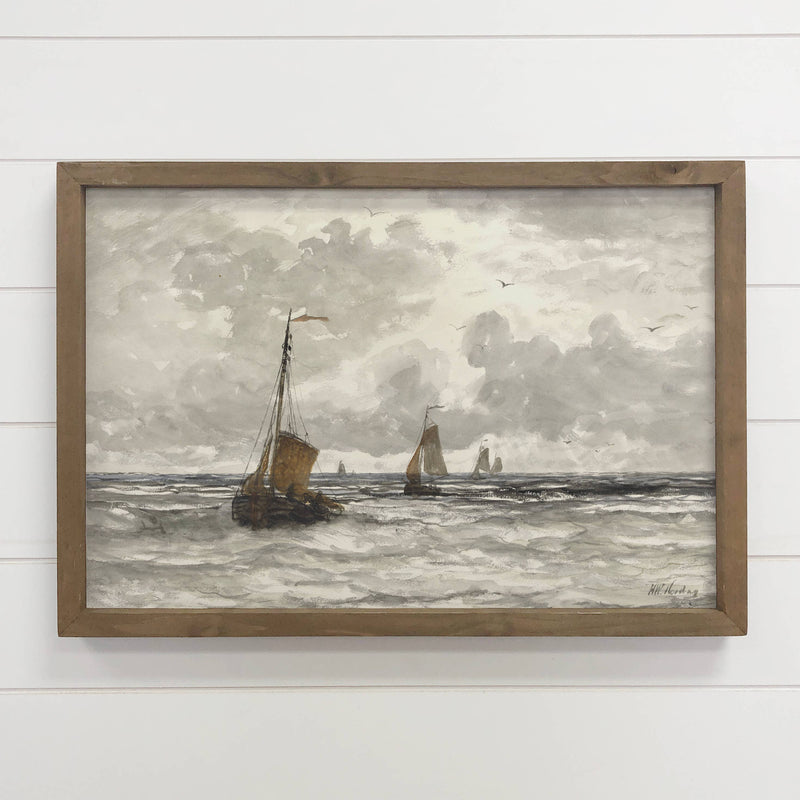 Fishing Boats - Nature Canvas Art - Wood Framed Wall Art