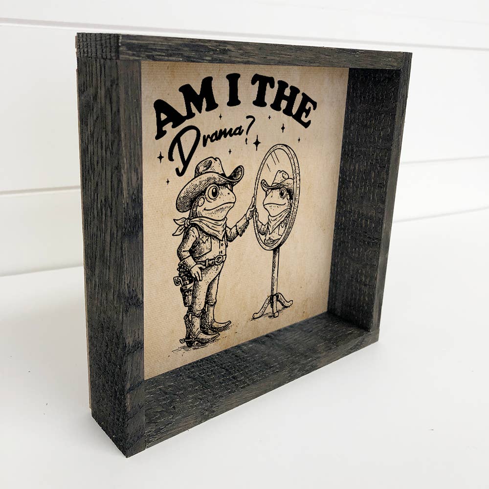 Frog Am I The Drama - Cute Frog Sketch Canvas Art - Framed