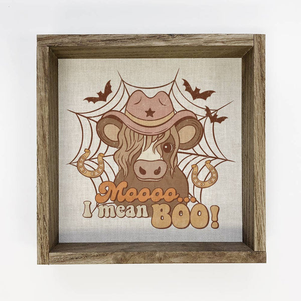 Moo I mean Boo Retro Cow - Framed Halloween Animal Art