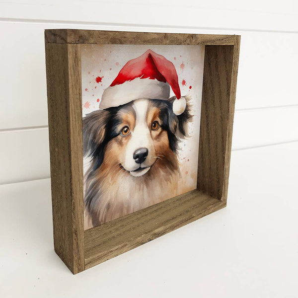 Border Collie Santa Hat - Cute Holiday Animal Canvas Art